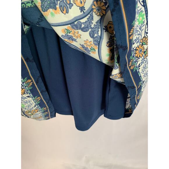 Monteau Los Angeles Women's Large Halter Blue Sun Dress Spring Wardrobe - Picture 7 of 8